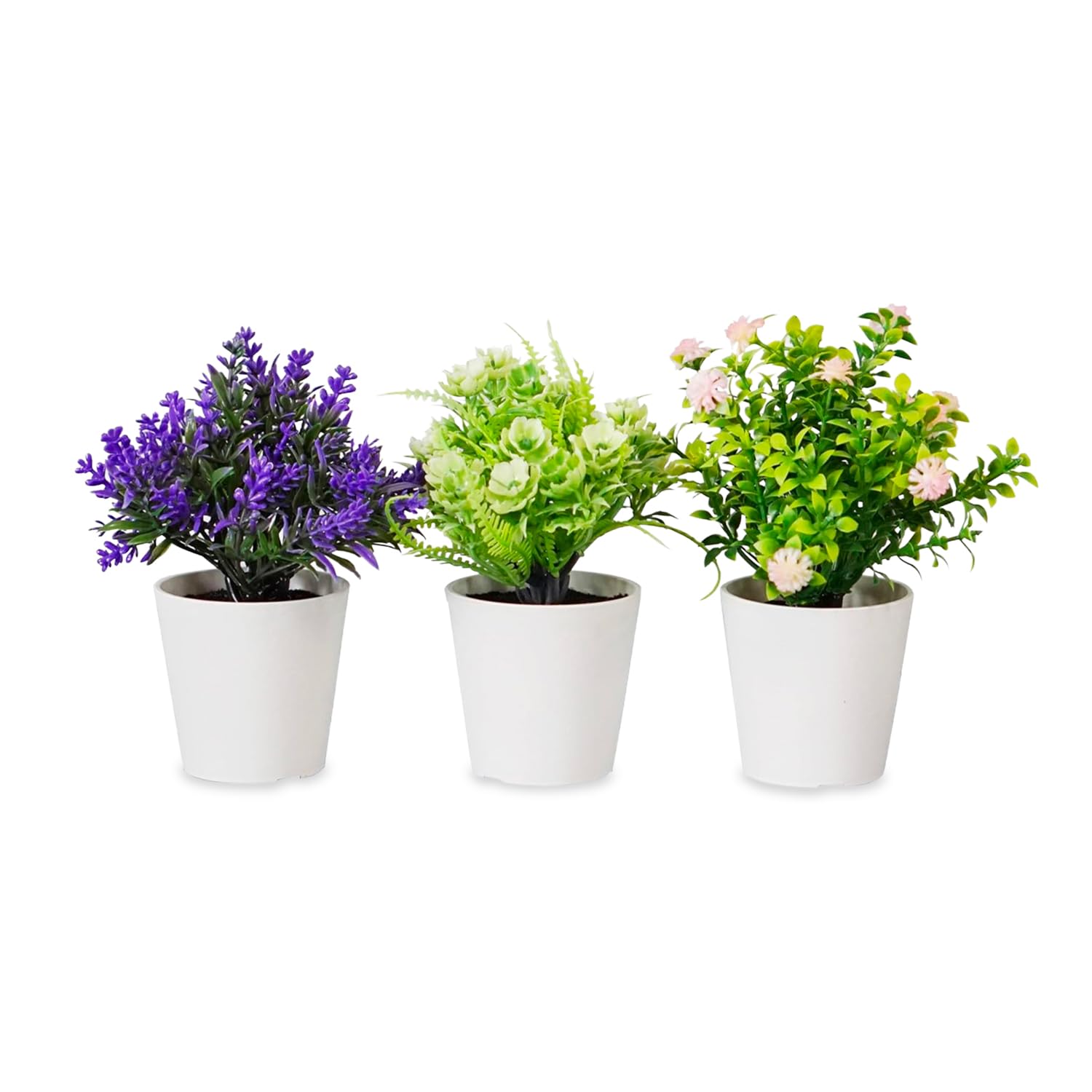 Wintem Juego de 3 Plantas Artificiales de Interior con macetas Modernas de Polipropileno – Plantas Decorativas pequeñas para Escritorio, apartamento y decoración de diseño