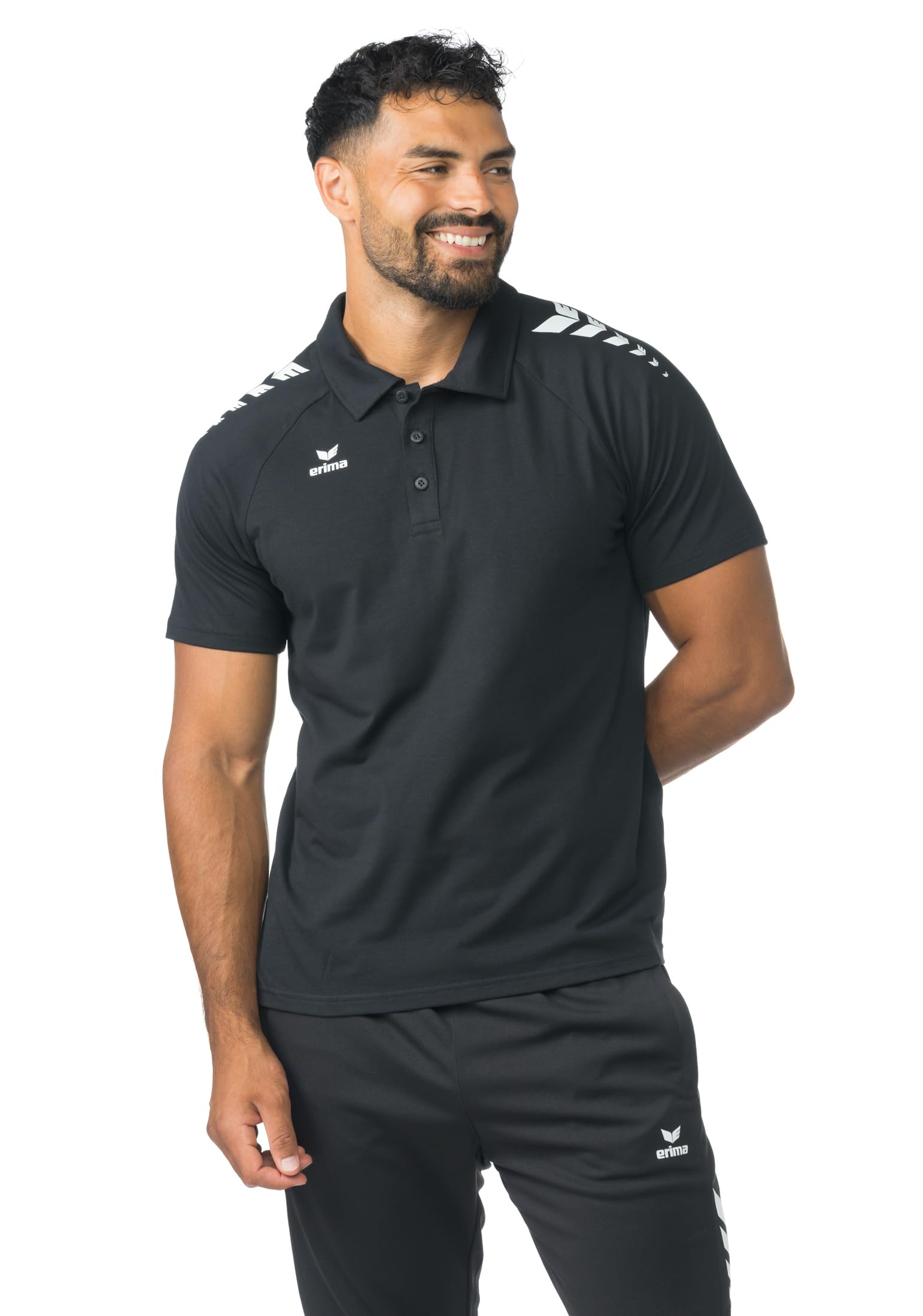 Erima Unisex Cmpt Wings Polo Shirt (2112552) Black/White, 3XL