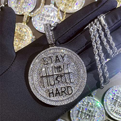 ICEDIAMOND 14K Iced Out Super Bling Round Coin Pendant Chain Necklace, Gold Plated Full Shiny CZ Diamond Encourage Charm Hip Hop Jewelry for Men Women - Image 4