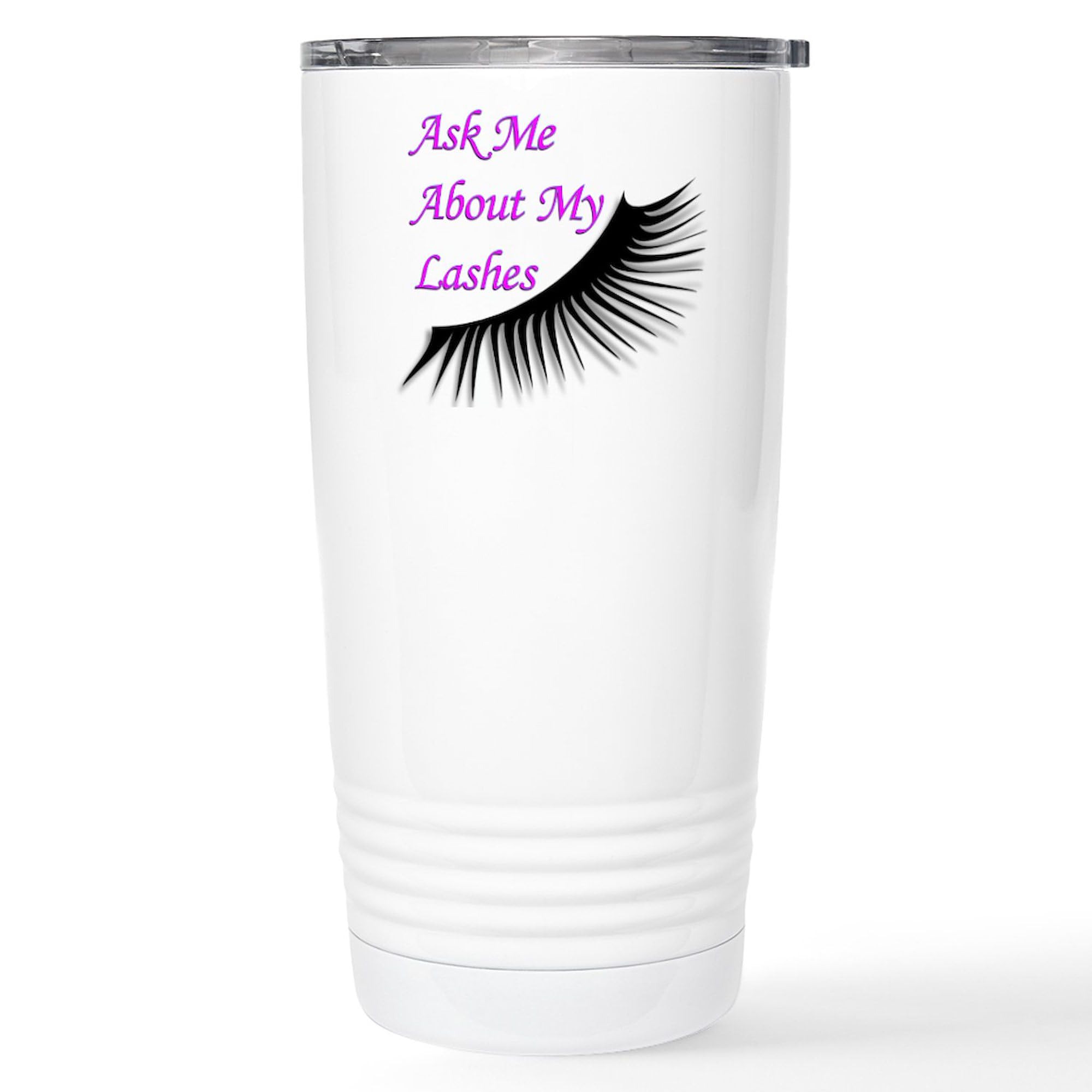 CafePress Ask Me About My Lashes Travel Mug 20 oz. Insulated Stainless Steel Coffee Tumbler