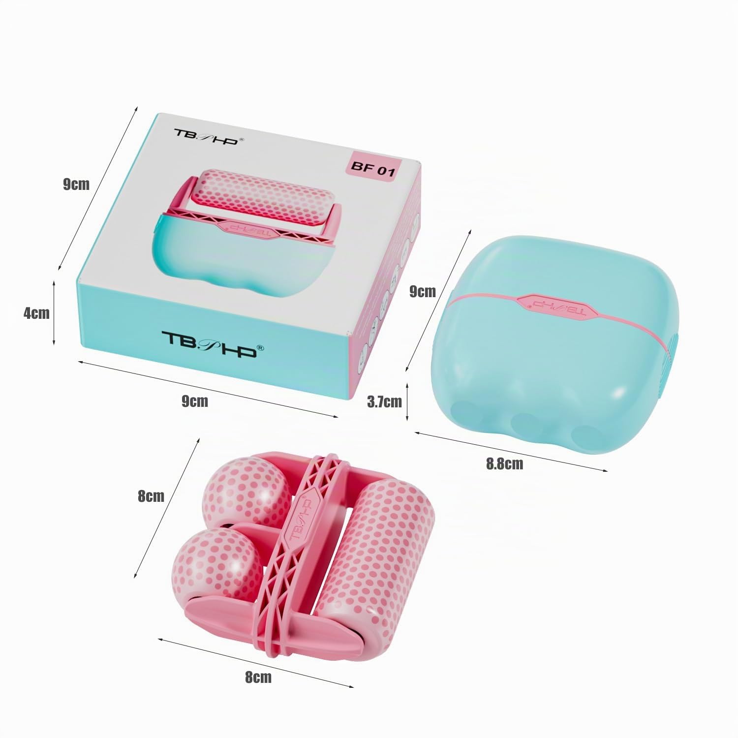 Ice Roller-rodillo Masajeador de hielo para cuerpo ojos cuello y cara,Dos en uno herramienta de belleza de rodillos (Rosa)