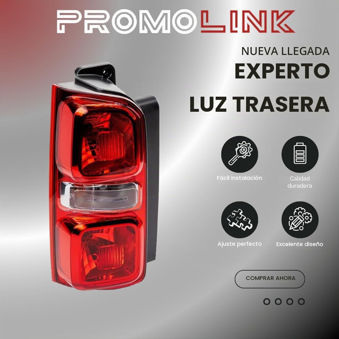 Luz Trasera Izquierda Compatible con Peugeot Expert Traveller Citroen Spacetourer Jumpy Toyota Proace Opel Zafira Life Vivaro 9808243180