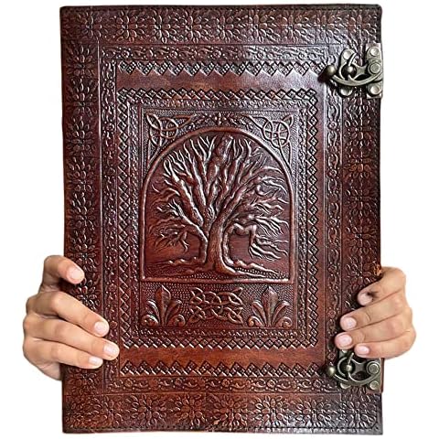 Handmade Leather Journal Tree of Life Embossed Antique Notebook Best Leather Sketchbook grimoire Book of Shadows Book of Spells Cover