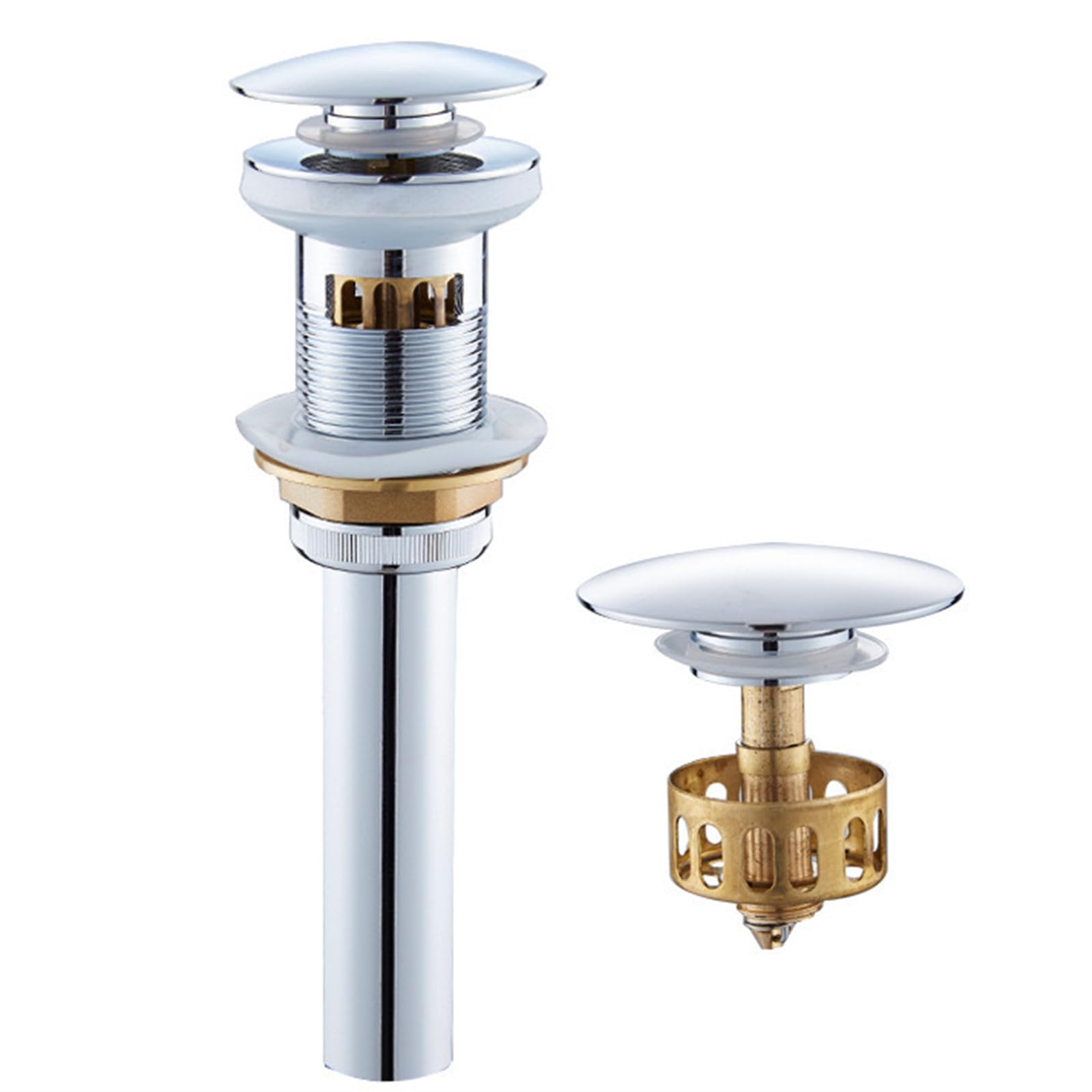 Tubo di scarico del lavandino pop-up Tappo di scarico per lavabo pop-up in ottone Multicolore(Chrome)