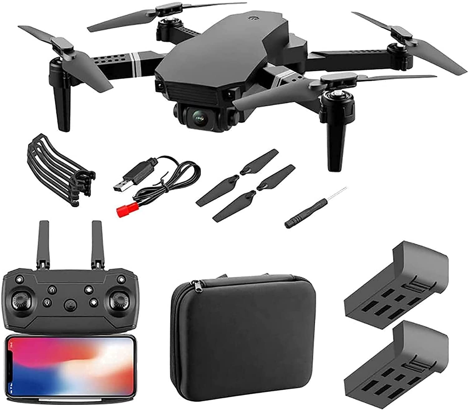 Drone GPS WiFi 4K HD Live Video Doppia Fotocamera per Principianti, Quadricottero Pieghevole Telecomando, Mantenimento Altitudine, Ritorno Automatico, Controllo dei Gesti, Seguimi, Modalità Se