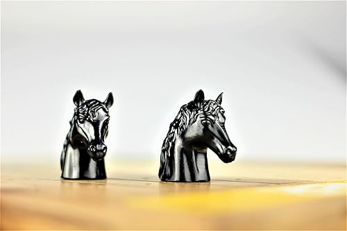 Miniatura 6 de STARPPLE Juego de mesa de carreras de caballos de metal con tablero de juego de madera gruesa y maciza de carreras de caballos, 11 caballos clásicos