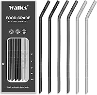 Vista 10 de WALFOS Pajitas de silicona reutilizables extralargas de 14.5 pulgadas, pajitas flexibles y curvadas de tamaño grande para botellas grandes de medio