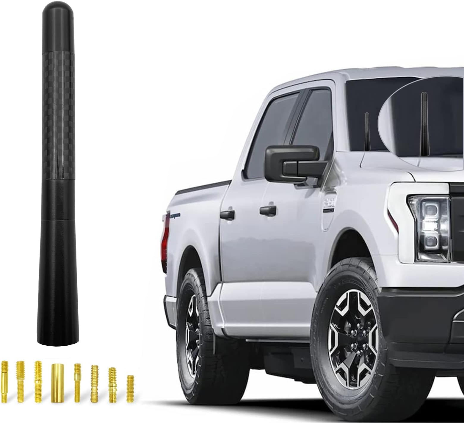 5 Inch Short Car Antenna, Carbon Fiber Car Short Radio Antenna,Suitable for Wrangler JK/JL Chevy Silverado & GMC Sierra/Denali Ford 150 2009-2022 Most Car Models with Removable Antenna(Carbon Black)
