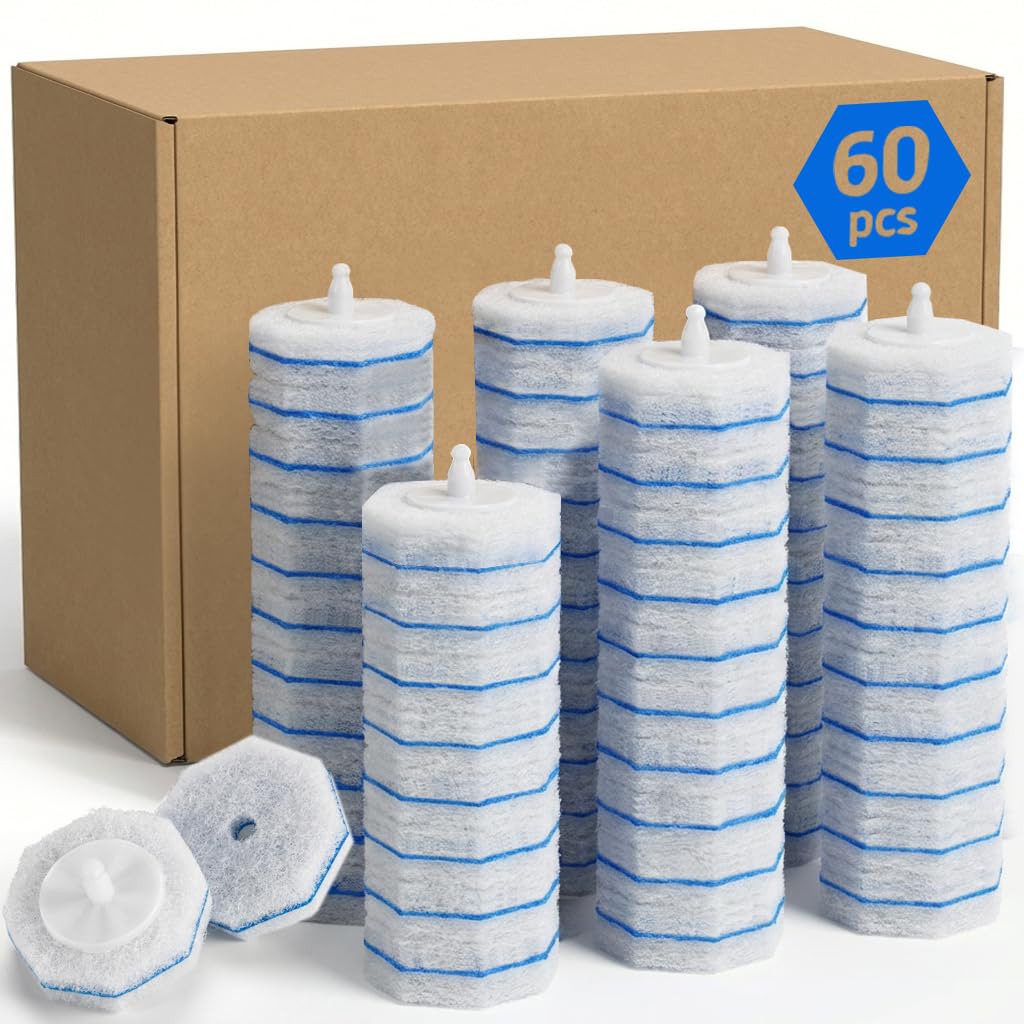 VrEnduuo 60 Count Toilet Wand Refills,Disposable Toilet Brush Refills Compatible with Clorox Toilet Wand,Upgrade Fiber Cleaner Heads,Secure Lock No Slip,Odor Neutralizing(Not Included Brush Rod)