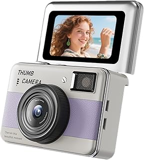Andoer Small Video Recorder Keychain Digital Camcorder 1.47 Inch Screen Portable Small Camera for Travel Vlog Night Shots (Purple)
