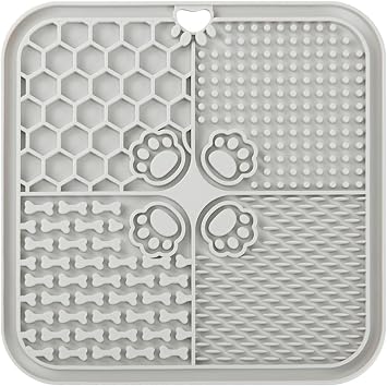 Dog Lick Mat, Dog Slow Feeder, Non-Slip Design Lick Mat for Dogs and Cats, Boredom and Anxiety Reducer,Suitable for Treats, Yogurt, Peanut Butter 1Pack Grey