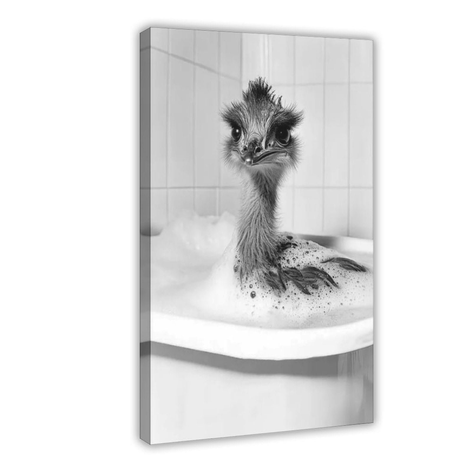 Bncedjk Emu In The Bathtub, Funny Emu Canvas Poster Bedroom Decor Landscape Decor Gift 08X12inch(20X30cm)