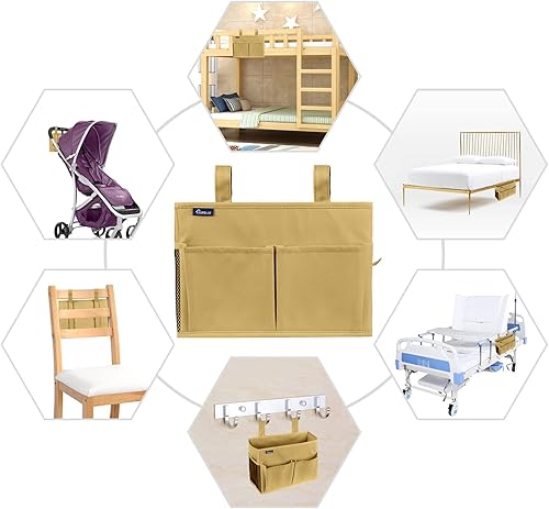 Miniatura 219 de Surblue - Organizador de cama colgante para mesita de noche, bolsa de almacenamiento, bolsillo para literas y camas de hospital, dormitorios Z-Zebra