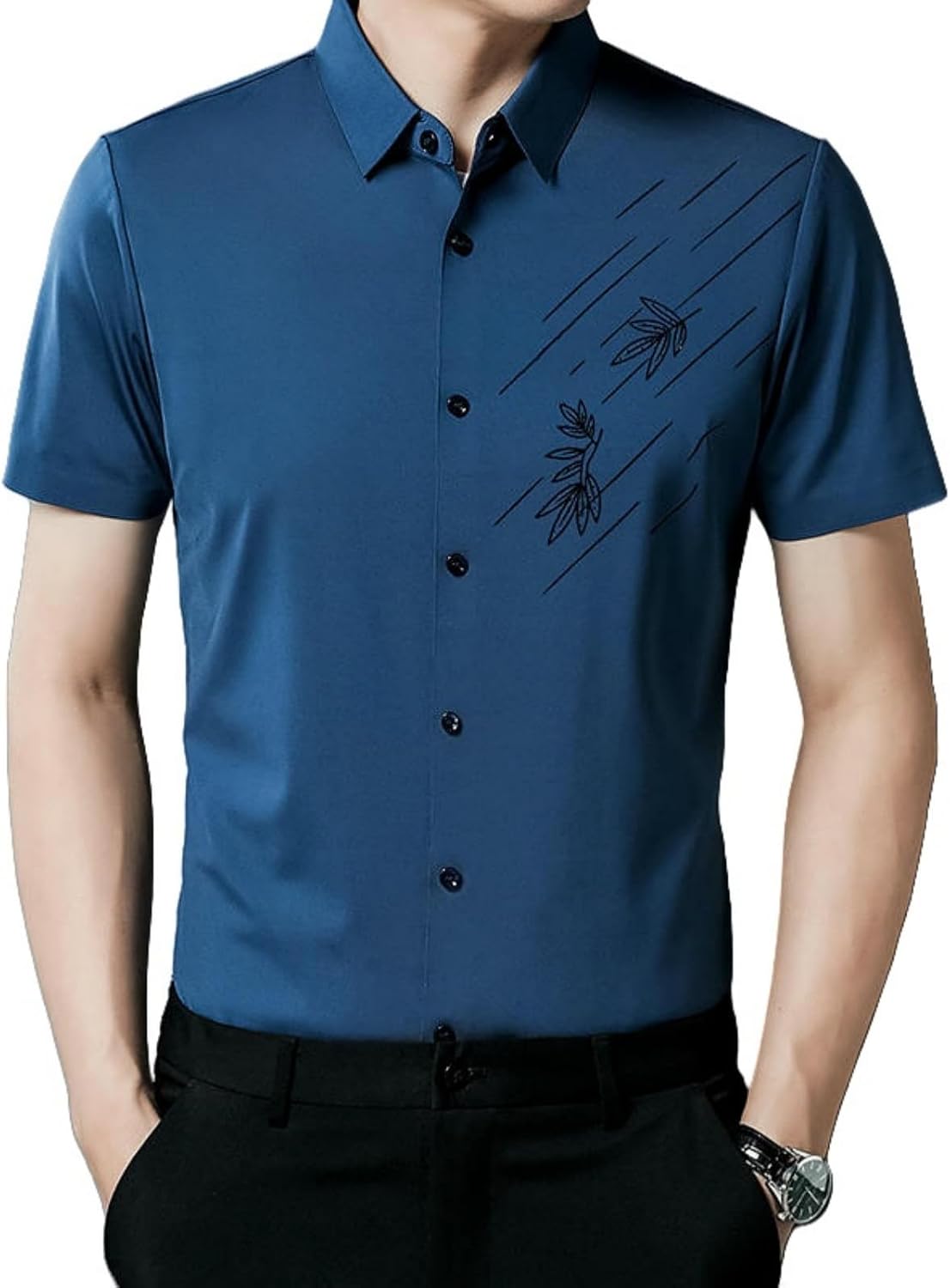 Men's Summer Casual Seamless Wrinkle-Resistant Wrinkle-Free Short Sleeve Shirt