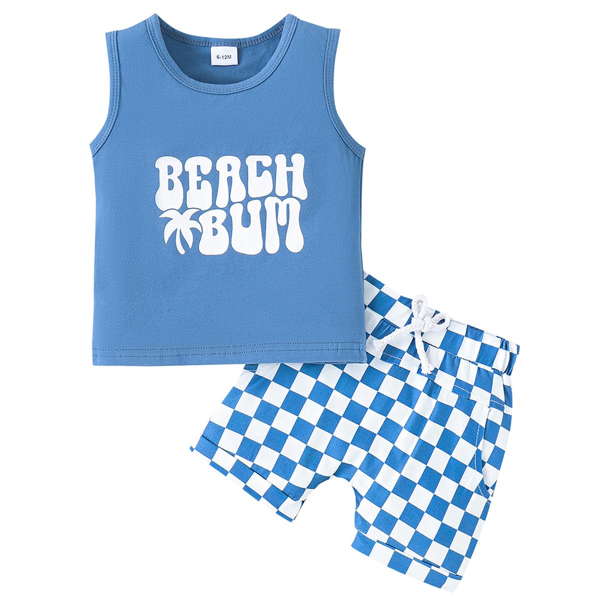 YanmucyBaby Boy Summer Clothes Set Solid Sleeveless Tank Top Checkered Plaid Short 2PCS Cute Infant Toddler Boy Outfits