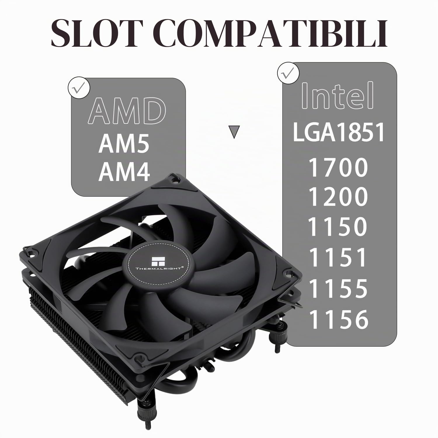 TR-Thermalright AXP90 X36 Black CPU-Kühler - 4 heatpipes, silenzioso 92 mm basso profilo ventilatore - 2 700 RPM, per AMD AM4/AM5, Intel LGA1851/1700/115x/1200, basso profilo ITX, PC, Kühler - Nero