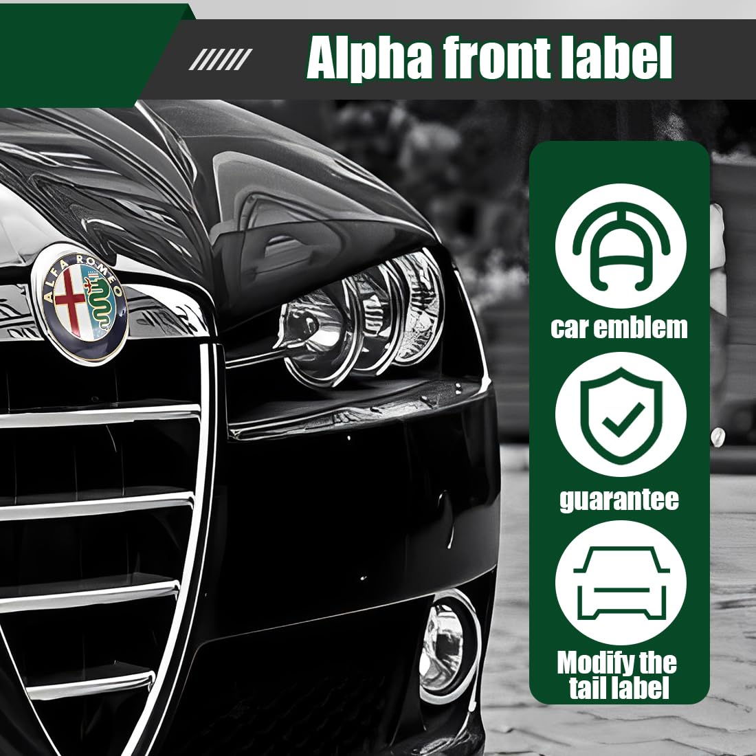 2 Pezzi 74mm Stemma Alfa Romeo Auto Logo Metallo Cofano Anteriore Posteriore Oro