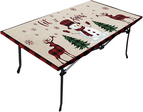 Mantel ajustable con temática navideña para mesas de 4 pies, mantel para mesa plegable, mantel de 24 x 50 pulgadas, mantel impermeable para fiesta