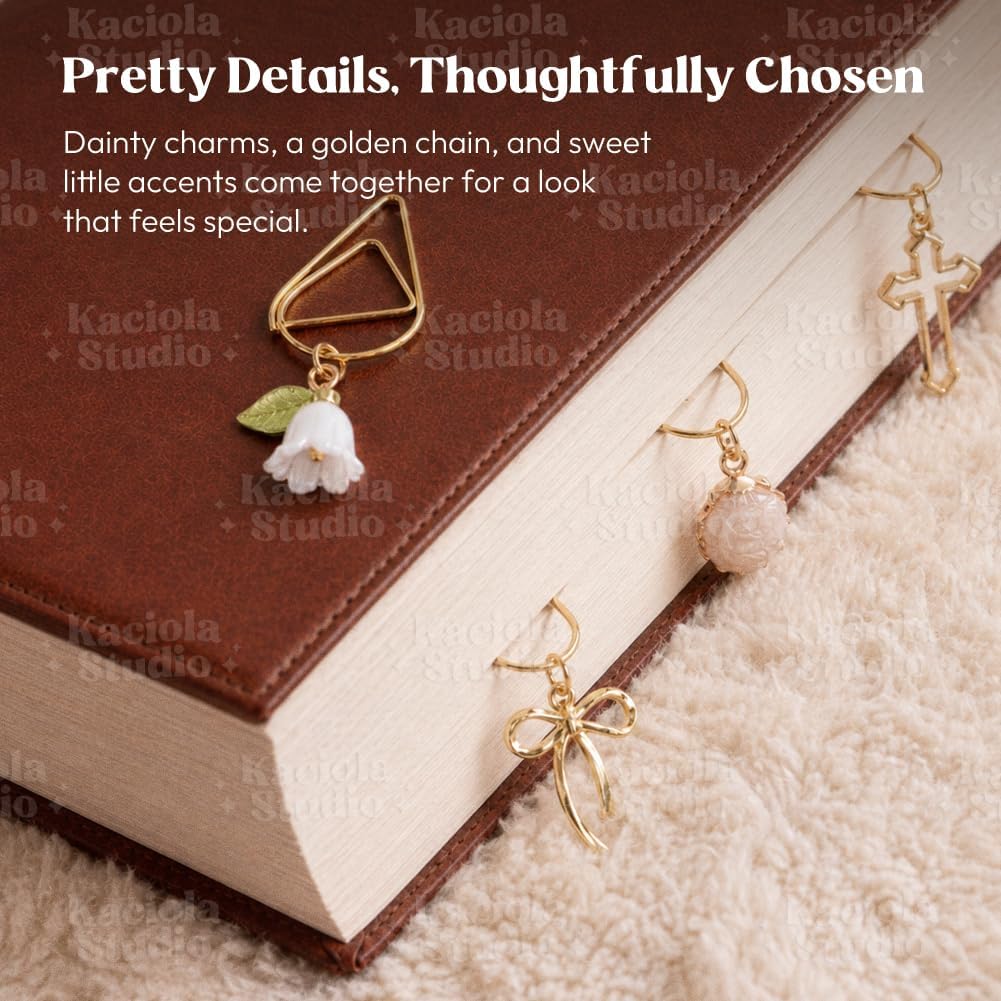 Kaciola Bible Charms Chain with 4PCS Planner Charms for Bible Study, Book Spine Bookmark, Journal Accessory, Unique Faith Jewelry Gift for Women (SJ-06) image 5