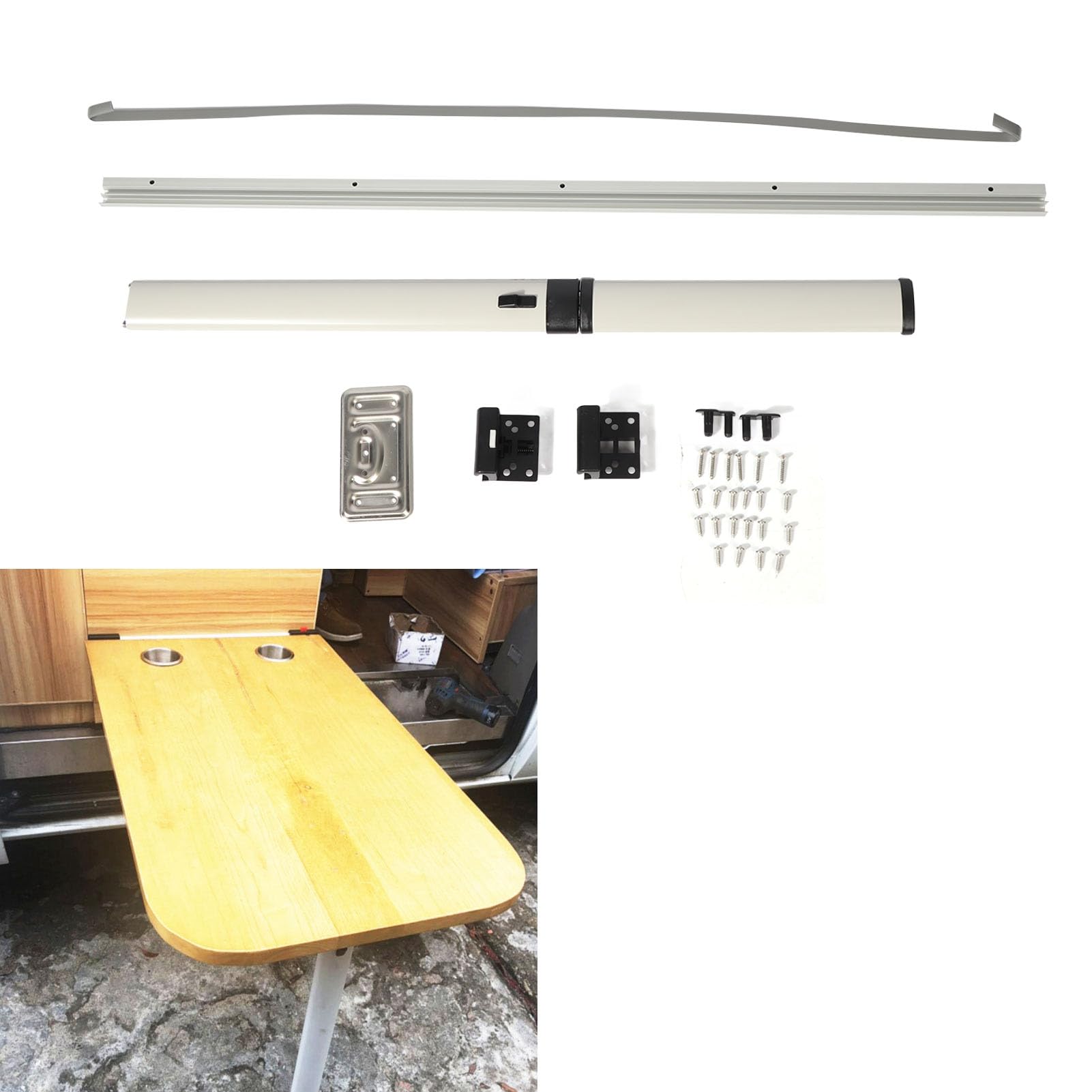 Pata de Mesa Plegable para Vehículos Recreativos, Soporte Resistente de para Autocaravana, Caravana y Más, 28,7 Pulgadas
