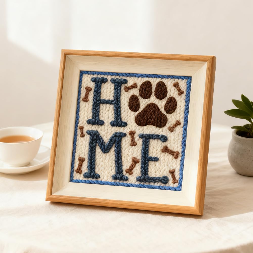 INFUNLY Home - Kit de agujas de perforación, 7.8 x 7.8 pulgadas, kit de bordado de agujas de perforación, kit de costura para principiantes, con hilos de instrucciones para Navidad, cumpleaños