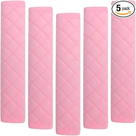Car Seat Belt Cover Pad, 5 Pcs, Seatbelt Covers for Car Accessories, Soft Material, Car Seat Strap Pads, Pink 10.63 inches, Applicable for All Vehicles, Comfort for Neck Shoulders (5-Pink)