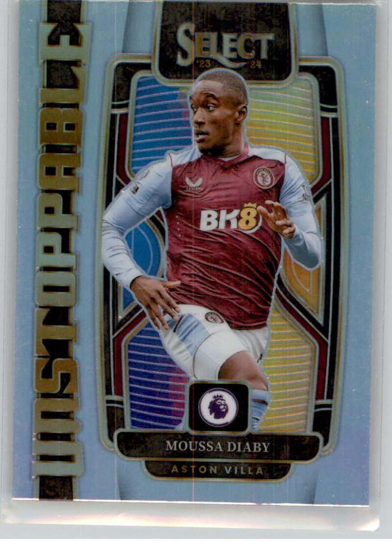 2023-24 Panini Select Premier League Unstoppable #3 Moussa Diaby Aston Villa Official EPL Soccer Card in Raw (NM or Better) Condition