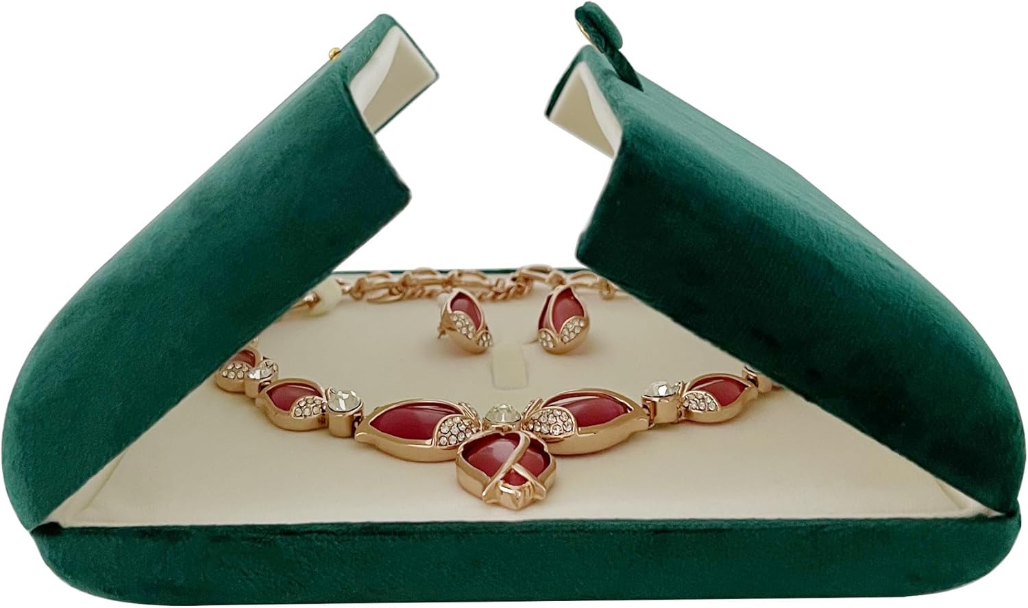 Jewelry Present Case Premium Grade Green Velvet Box for Jewelry Set Necklace Earrings Classic Style