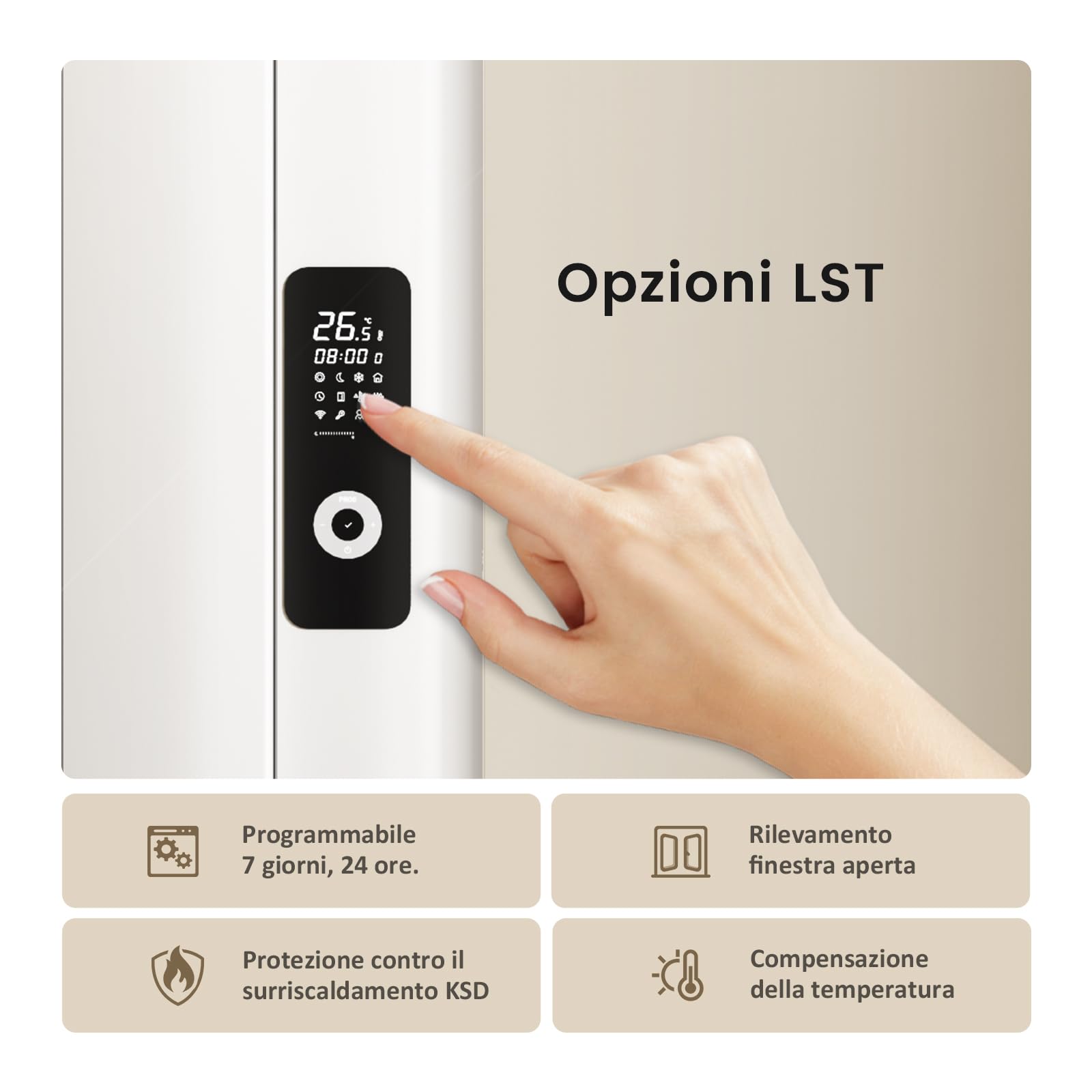 EMKE Termoconvettore Elettrico da Parete 1000W, Bianco, Display LCD | Riscaldamento Supplementare con Controllo WiFi tramite APP, Basso Consumo Energetico