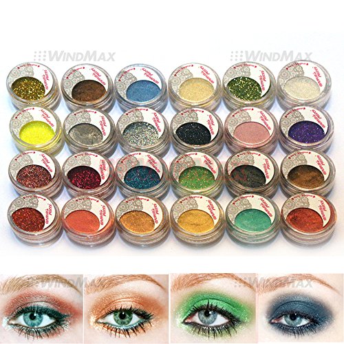 USA Seller 24 Warm Smoked Metals Color Glitter Shimmer Pearl Loose Eyeshadow Eyeliner Pigments Mineral Eye Shadow Dust Powder Makeup Party Cosmetic Set #D