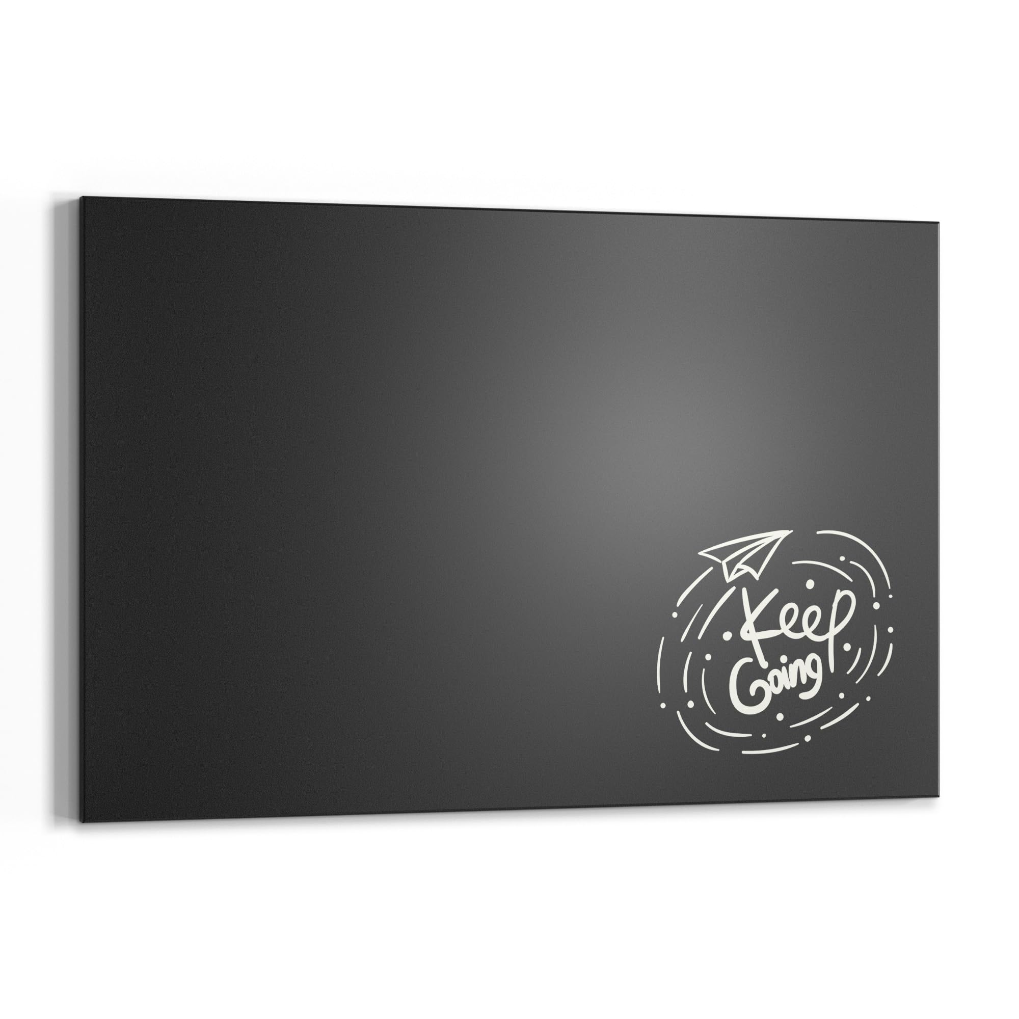 DEQORI Magnetyczna tablica do pisania kredą z nadrukiem UV, motyw "Mach immer weiter", prostokątna, 90 x 60 cm, metalowa tablica kredowa do pisania – dekoracja ścienna do kuchni, korytarza, pokoju