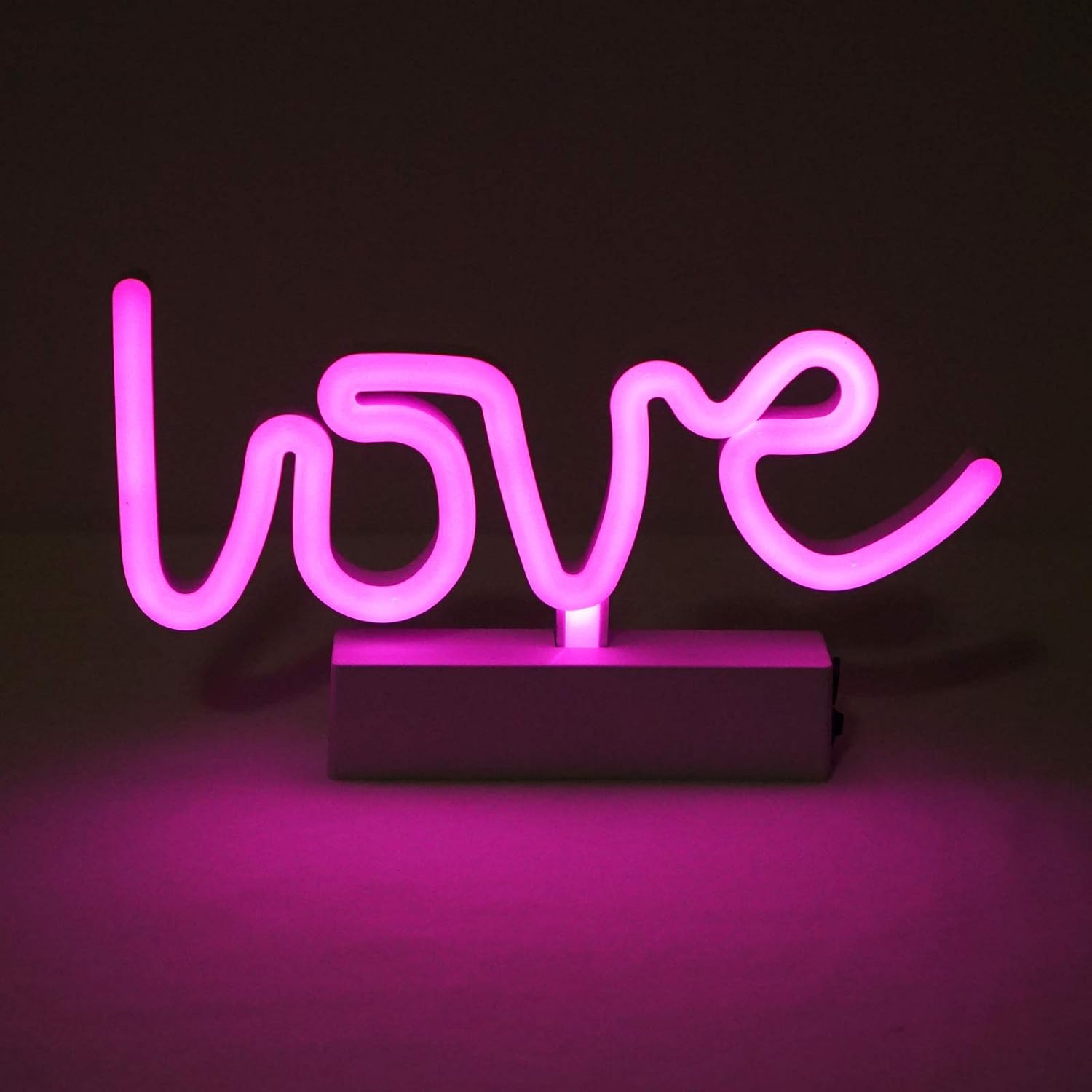 Neon Indoor Night Light, Battery Operated & USB Powered Glowing Neon Decorative Sign LED Light for Room Party Festival Decorations (Pink)