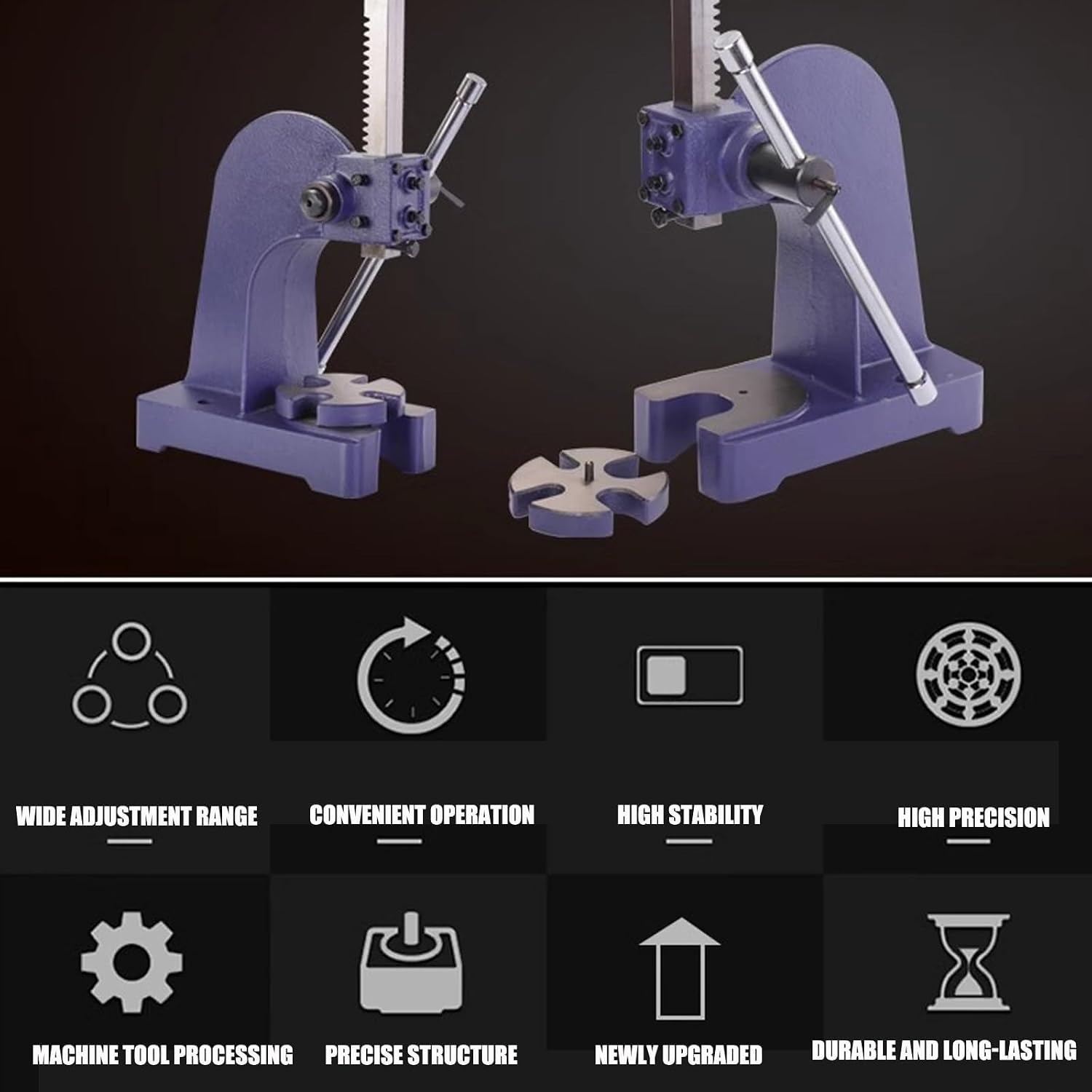 Manual Arbor Press Heavy Duty Cast Iron Arbor Press for Stamping Bending Stretching and Forming Metal Arbor Press Tool Desktop Punch Press Machine(0.5ton 2.9" Max. Working Height)