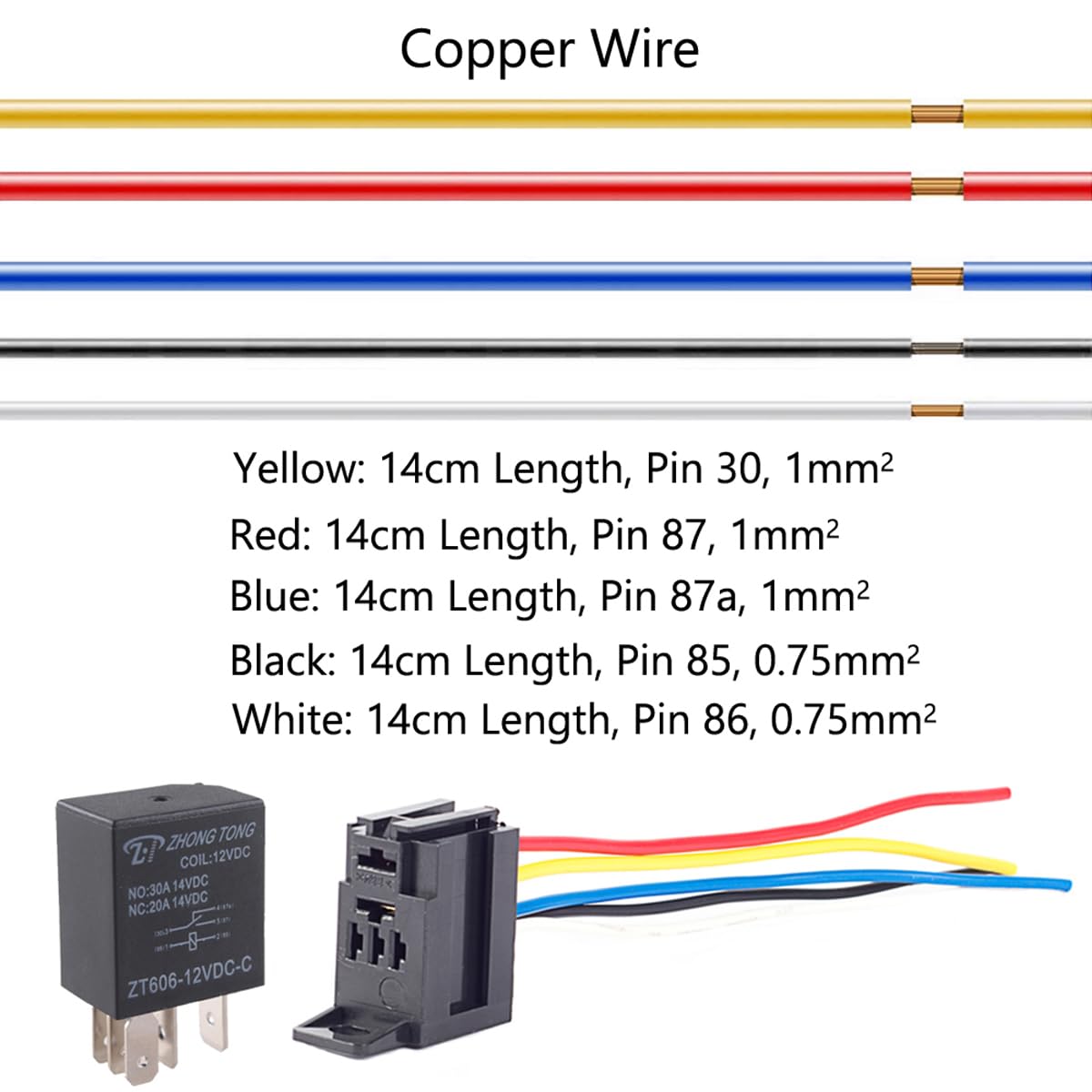 E apoyo relé de coche 12 V 30 A SPDT 5 pines (10 unidades)