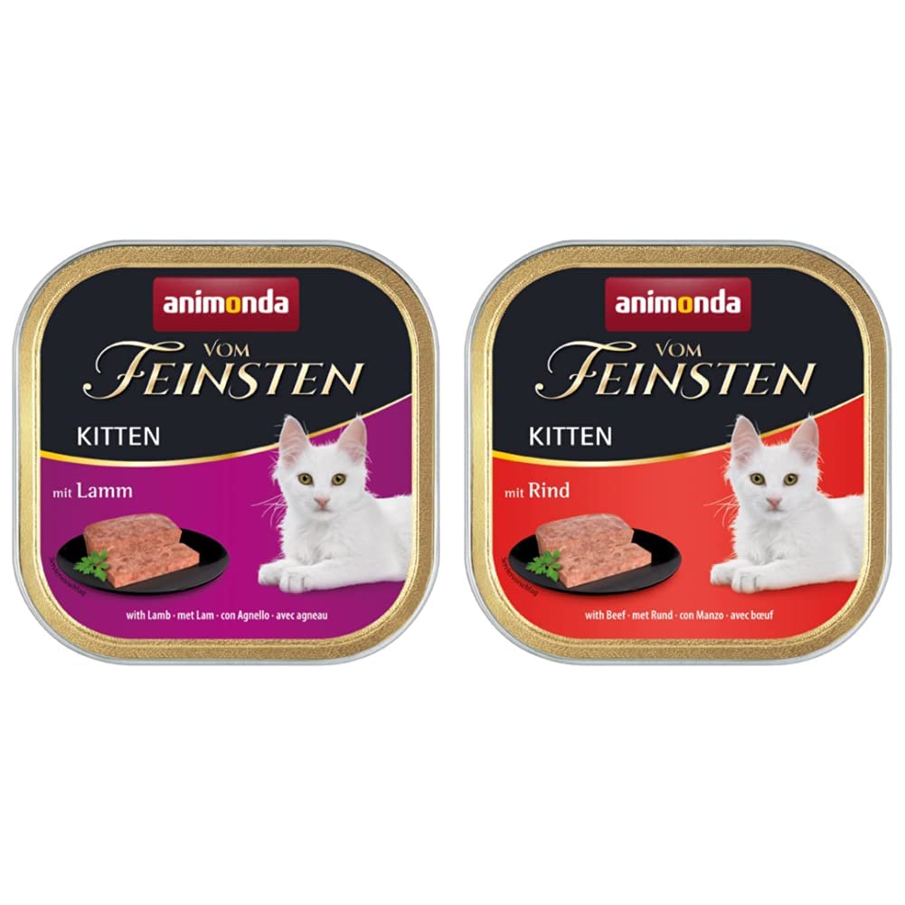 animonda Vom Feinsten Kitten, Nassfutter für wachsende Katzen im ersten Lebensjahr, mit Lamm, 32 x 100 g & Kitten, Nassfutter für wachsende Katzen im ersten Lebensjahr, mit Rind, 32 x 100 g
