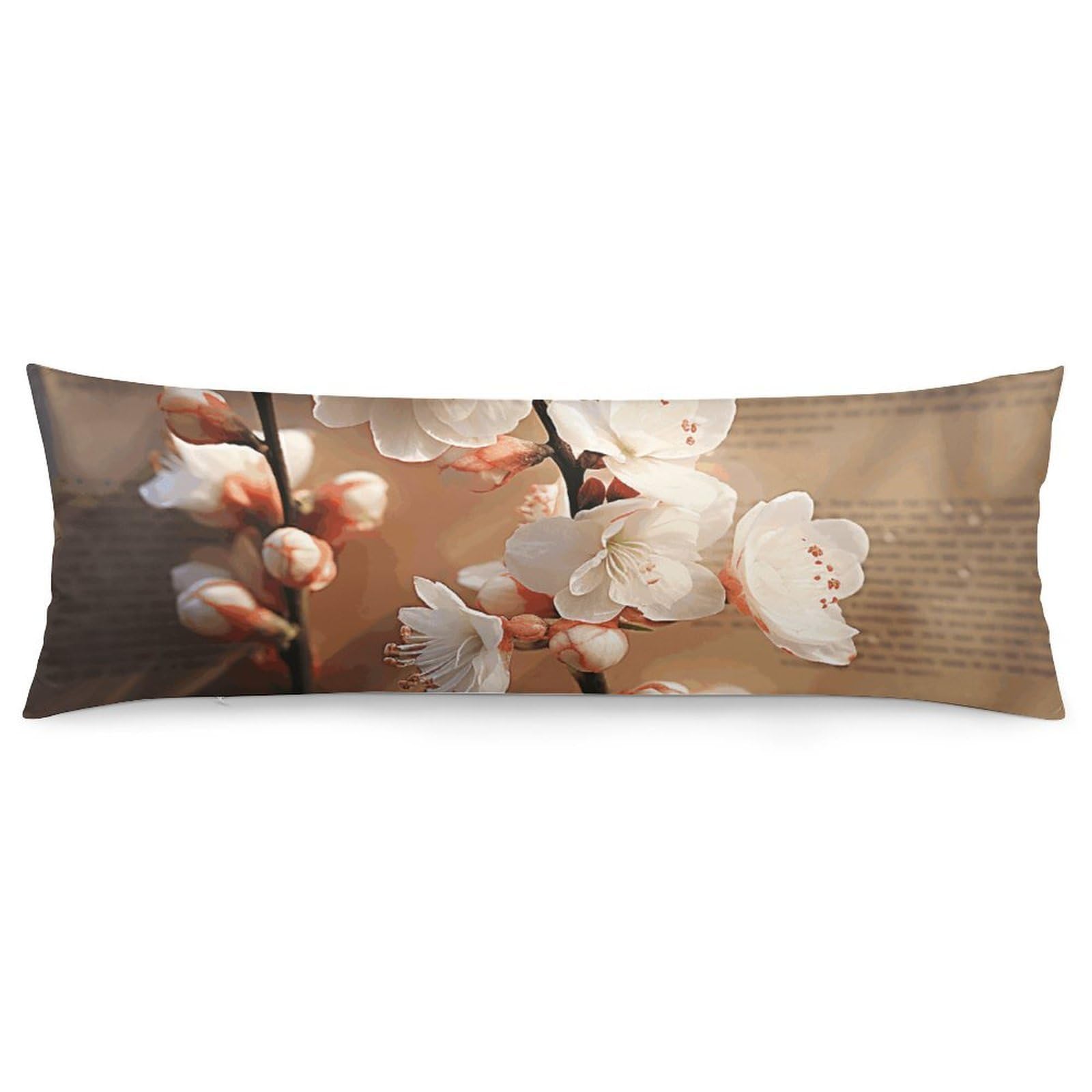2 Pack Pillow Cases for Hair and Skin, Soft Breathable Pillow Case Covers with Hidden Zipper, A Peach Blossom Pillowcase 20"x54" Pillow Covers for Sleeping Gift