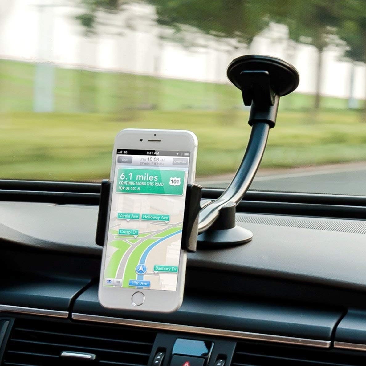 Windshield Car Phone Mount Long Arm Windscreen Heavy Duty Suction Cup Phone Holder GPS Phone Holder Mount For Truck Compatible With Phone 7,8,X,Xs,Xr,7 Plus,8 Plus, Samsung s8,s9,s10 Plus, Note 8,9