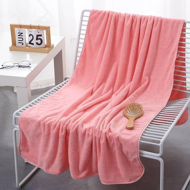 Image of Fezora Microfiber Towels for Bath-Soft Coral Fleece Towel with Extra Soft Plush & Quick Dry Large Size Towels Hook Quick Dry Super Absorbent-Bath Towel for Men and Women-70 x 140 cm (Orange)