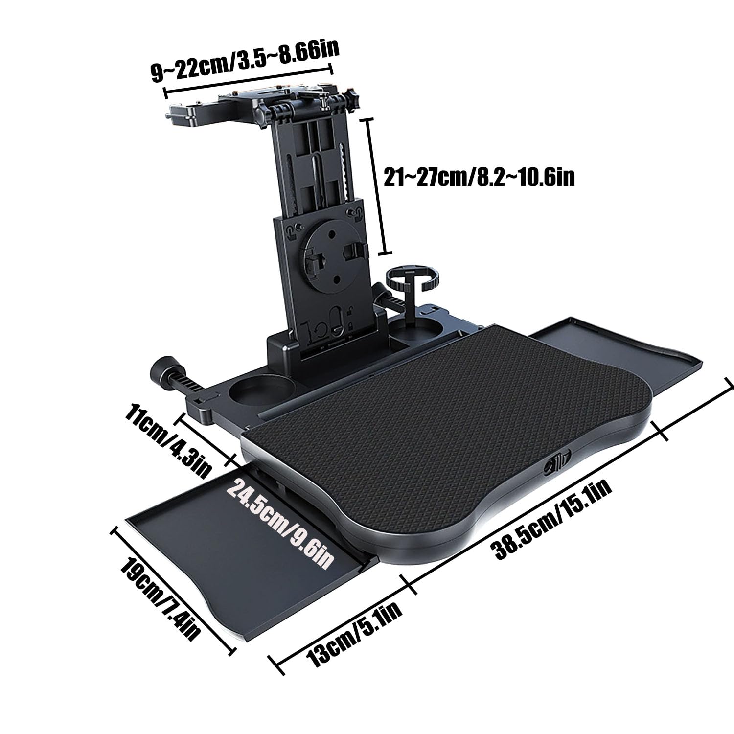 Bandeja Plegable para Comida en Asiento Trasero, Soporte para Teléfono con Almohadilla Antideslizante Multifunctional Adjustable Travel Tray