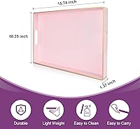 Vista 30 de Gifturbo Bandeja negra para servir, bandejas decorativas de mármol con asas, bandeja de mesa auxiliar, bandejas de plástico rectangulares otomanas