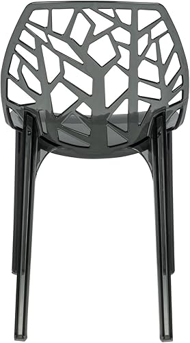 Miniatura 5 de LeisureMod Caswell - Juego de 2 sillas de comedor modernas con diseño de árbol, color negro transparente
