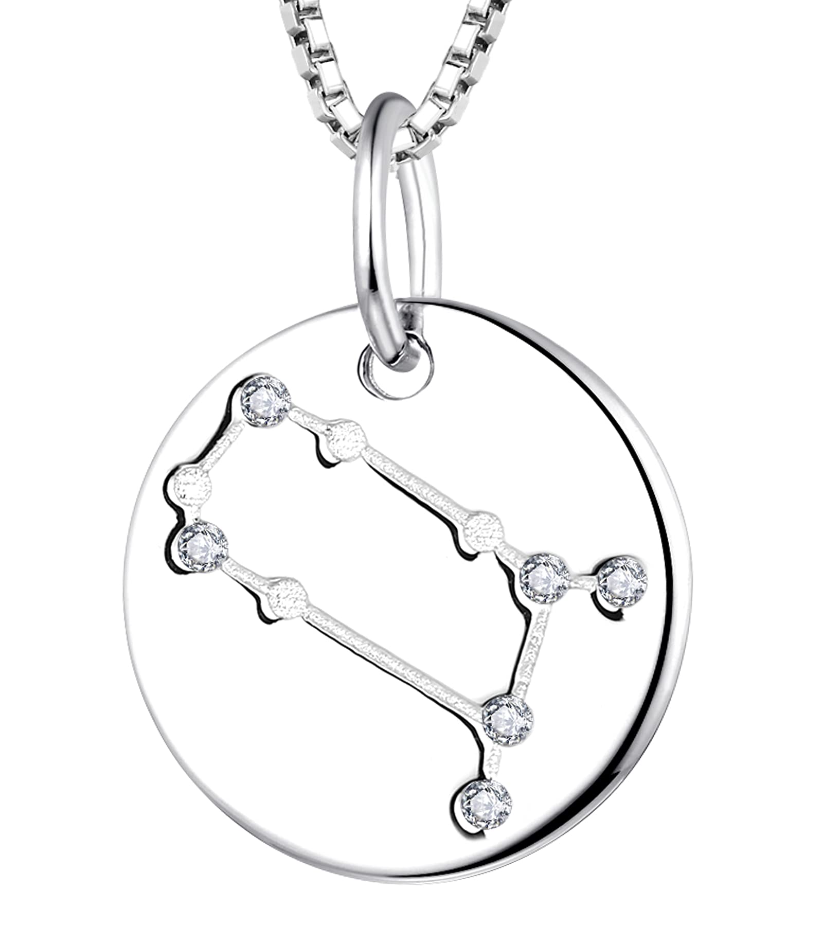 YL Women's Constellation Jewelry Sterling Silver Zodiac Necklace Astrology Coin Disc Horoscope Pendant
