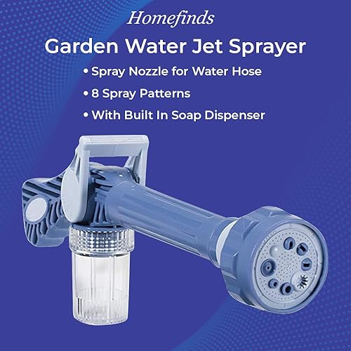 Miniatura 2 de PGI Traders - Pulverizador de chorro de agua para jardín  Boquilla de pulverización para manguera de agua  8 patrones de pulverización  Palanca de