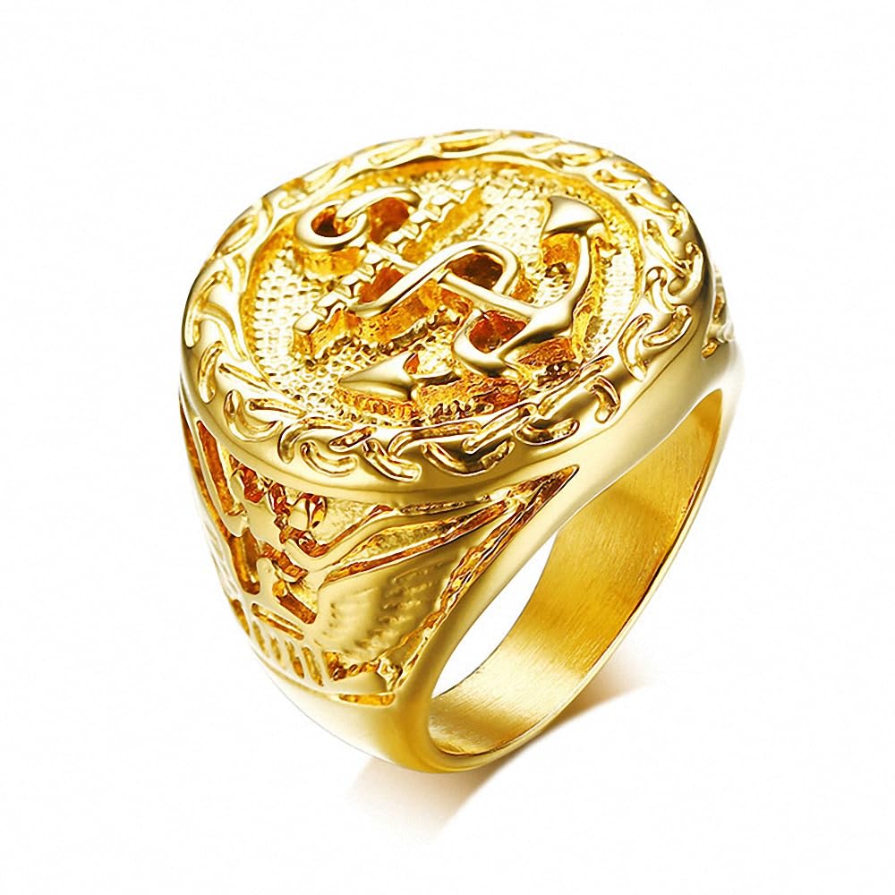 Asma Jewel House Gold Color Cool Casting Anchor Eagle Stainless Steel Fraternal Ring for Men/Boys (B07DLC2PG8) Amazon Price History, Amazon Price Tracker