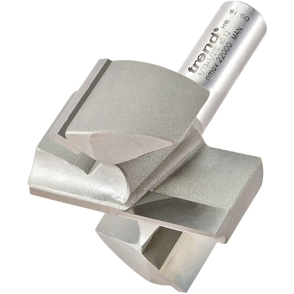 Trend Professional Straight Two Flute Router Cutter, 1/2 Inch Shank, 50.8mm Cut Diameter & 25mm Cut Length, Tungsten Carbide Tipped, 4/15X1/2TC