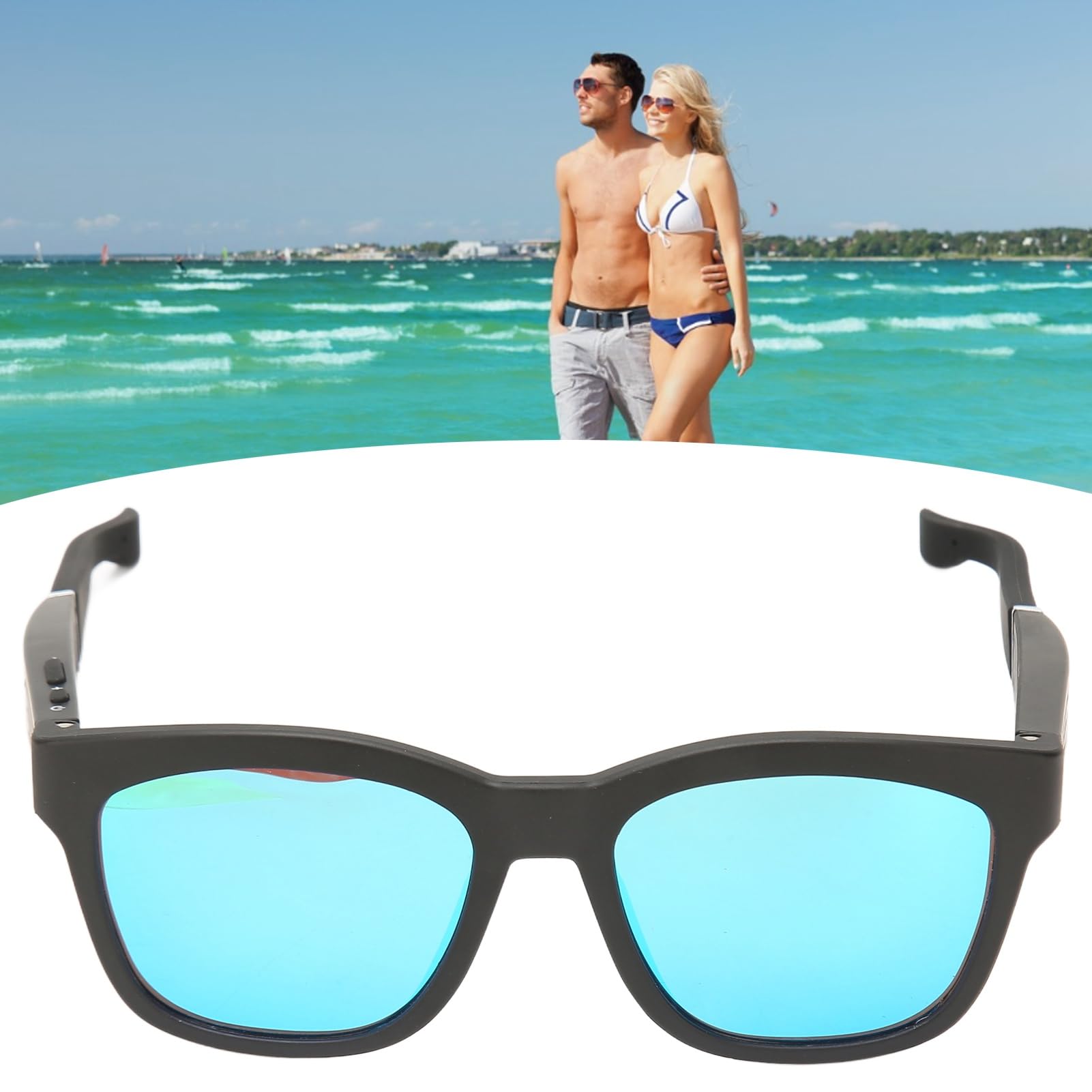 OcchialiIntelligenti Occhiali da Sole Wireless a Conduzione Ossea per Guida, Vacanze, Spiaggia con5.0, Riduzione del Rumore (blu)