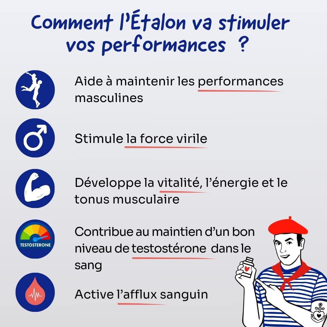Tribulus, Maca, Zinc, L-Arginine, Boosteur de Testostérone Homme, Vigueur et Circulation sanguine - Complément Alimentaire Effet Longue Durée - Fabriqué en France - 60 Comprimés pour 1 Mois.