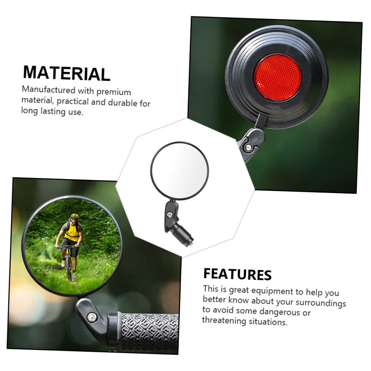 BESTonZON 3 Pièces Rétroviseur de Vélo Noir Arrière pour Guidon de Vélo Installation Rapide Sécurisée Accessoire pour Scooters