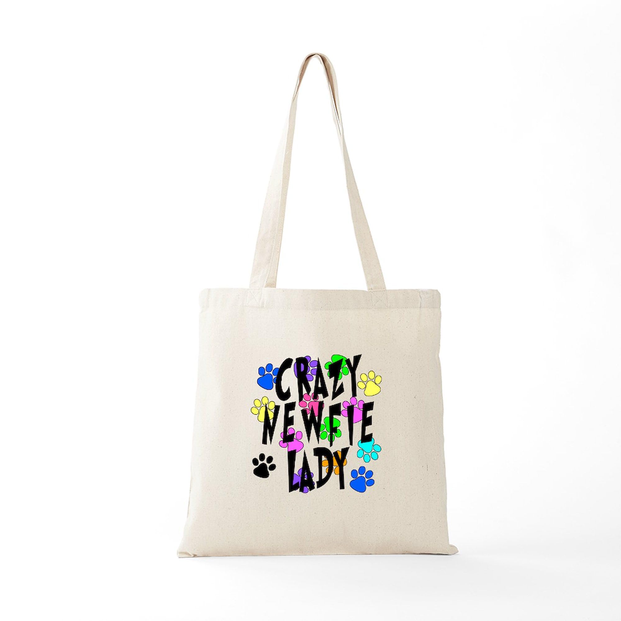 CafePress "Crazy Newfie Lady" Canvas Tote Bag - Natural Reusable Shopping Bag, Two Sizes