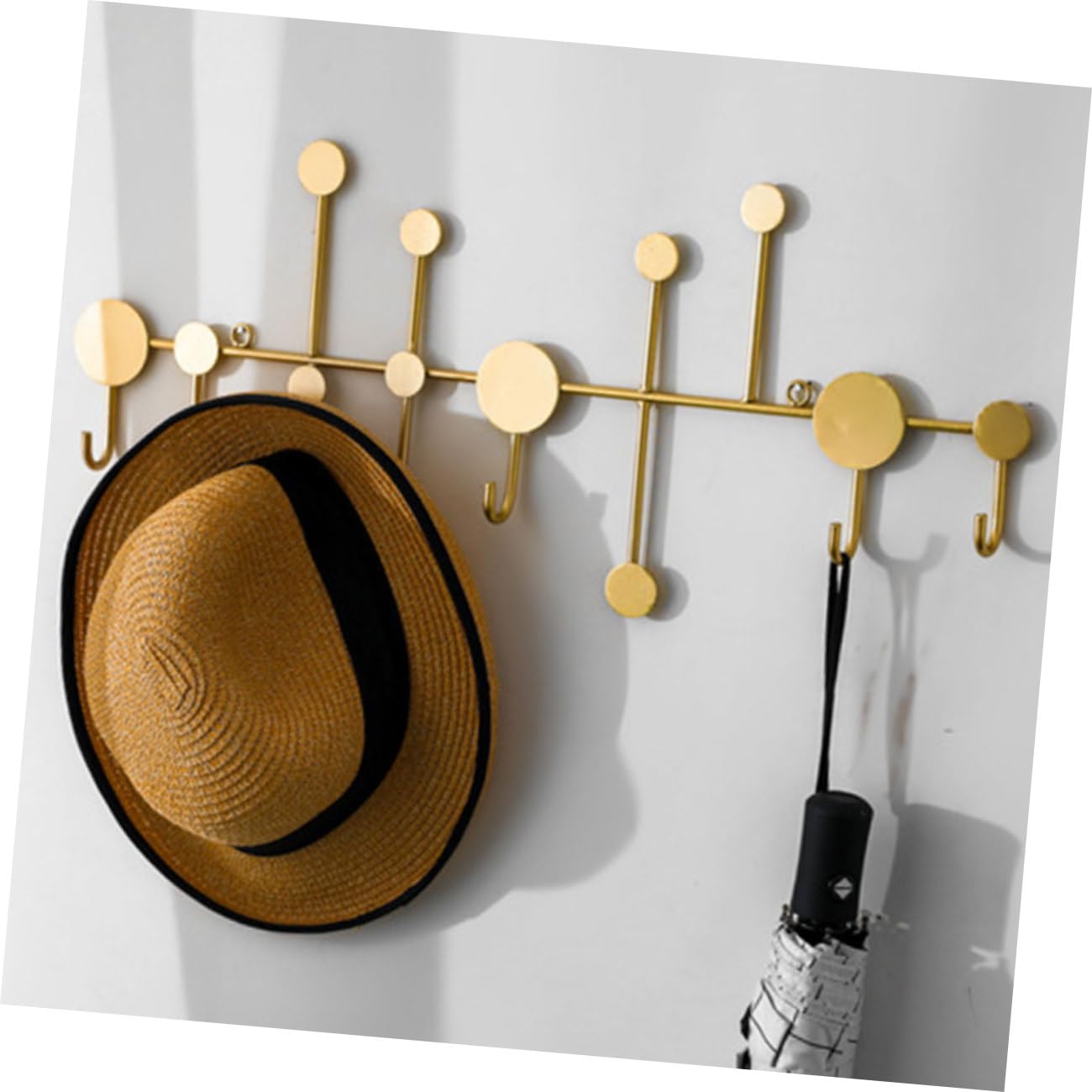 Zerodeko Dorado Gancho de Pared sin Perforaciones 6 Ganchos, de Hierro